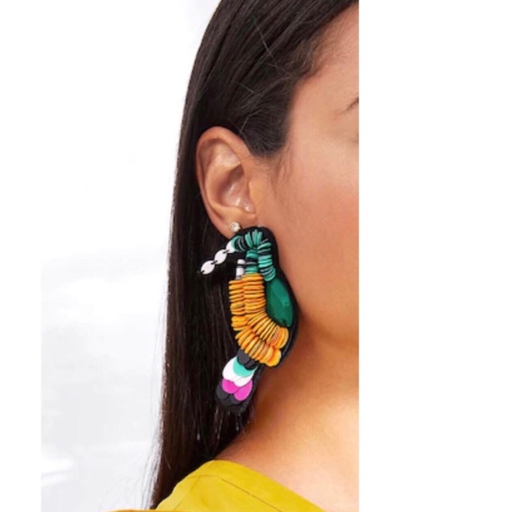 Bold Color-Block Parrot Earrings